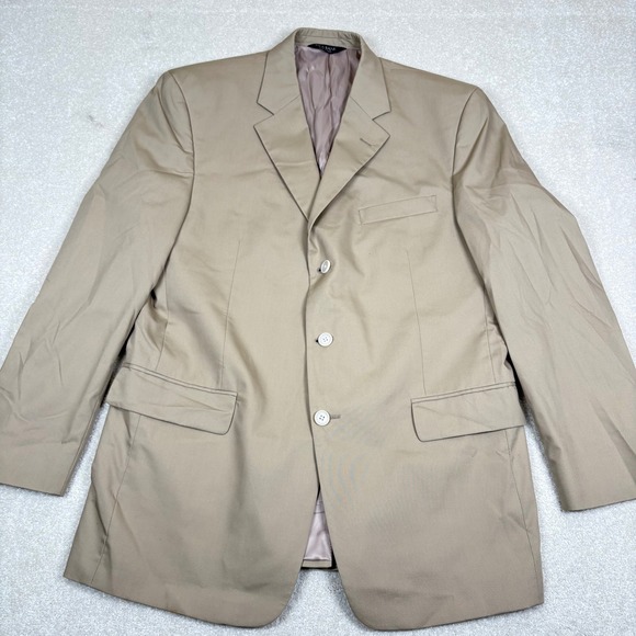 Jos. A. Bank Mens 44R Beige Two Button Blazer Jacket Cotton Poly - Picture 2 of 10